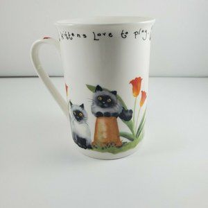 Kent Pottery Mug Kittens Love to Play in Garden